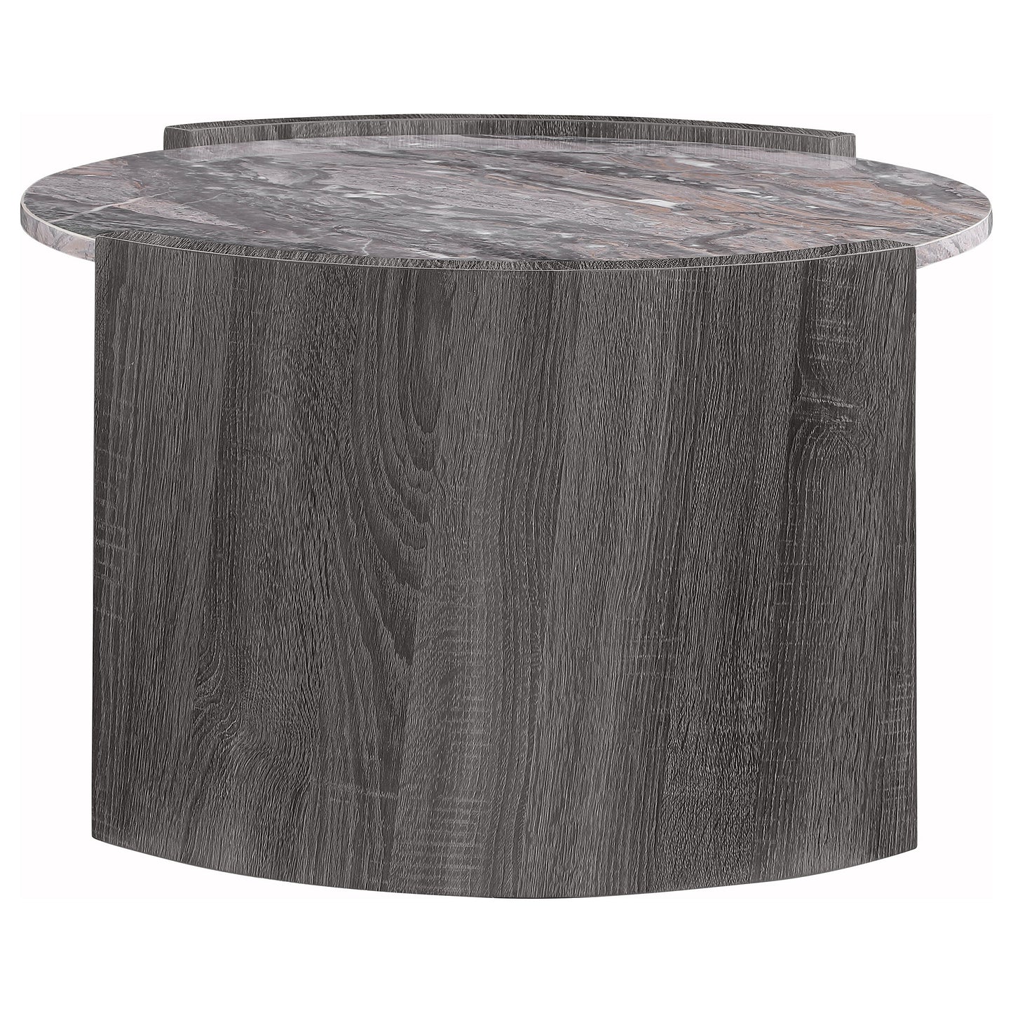 Gladstone Round Faux Marble Top Coffee Table Distressed Grey