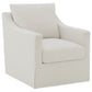 Winter Upholstered Sloped Arm Accent Swivel Chair Beige