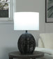 Indio Drum Shade Handwoven Rattan Table Lamp Black