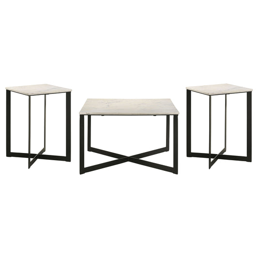 Tobin 3-piece Marble Top Coffee and End Table Set White