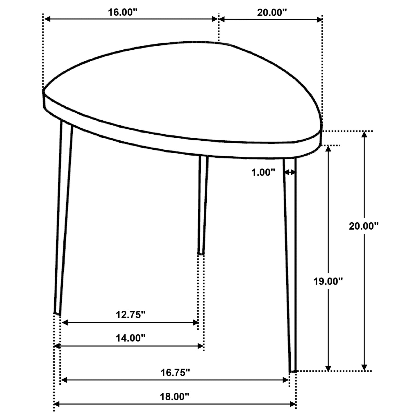 Odessa 3-piece Triangular Coffee and End Table Set Black