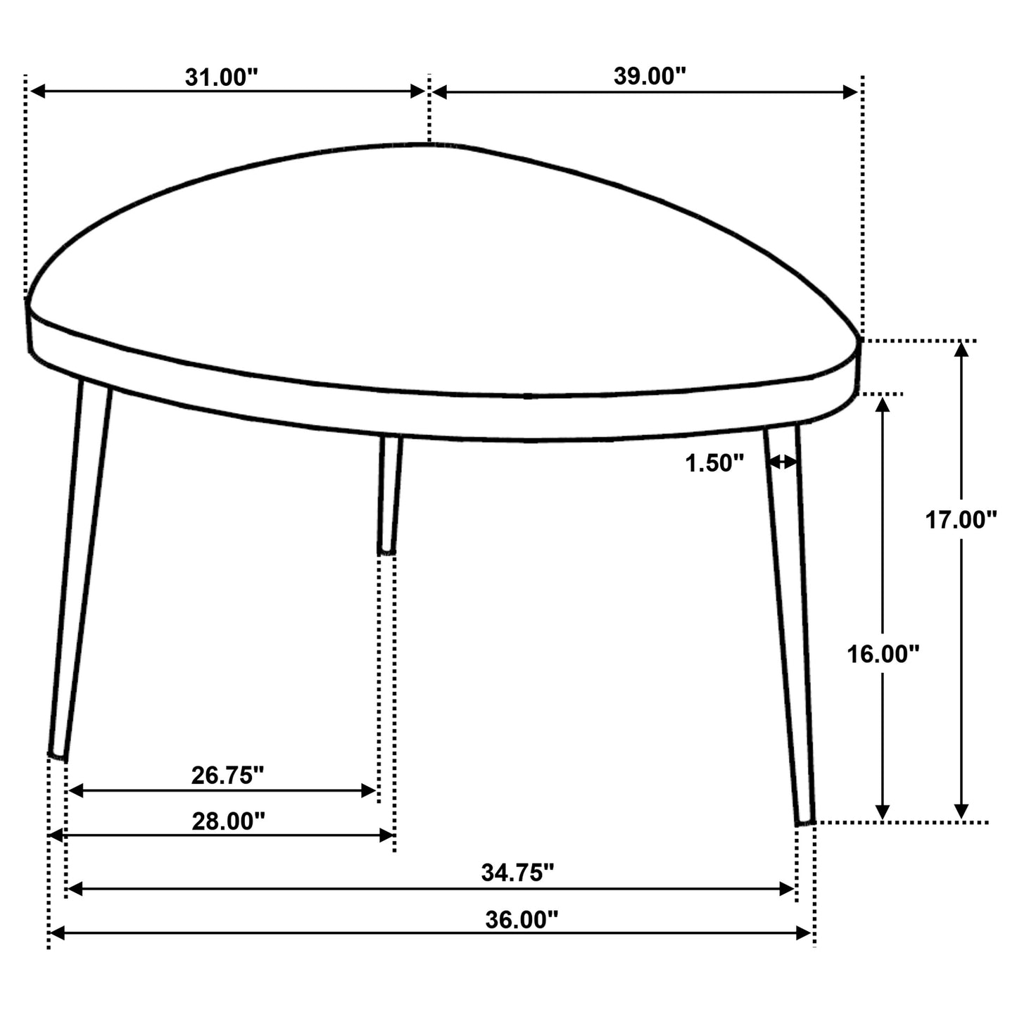 Odessa 3-piece Triangular Coffee and End Table Set Black