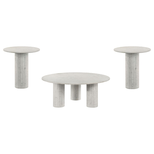 Astoria 3-piece Marble Coffee and End Table Set White