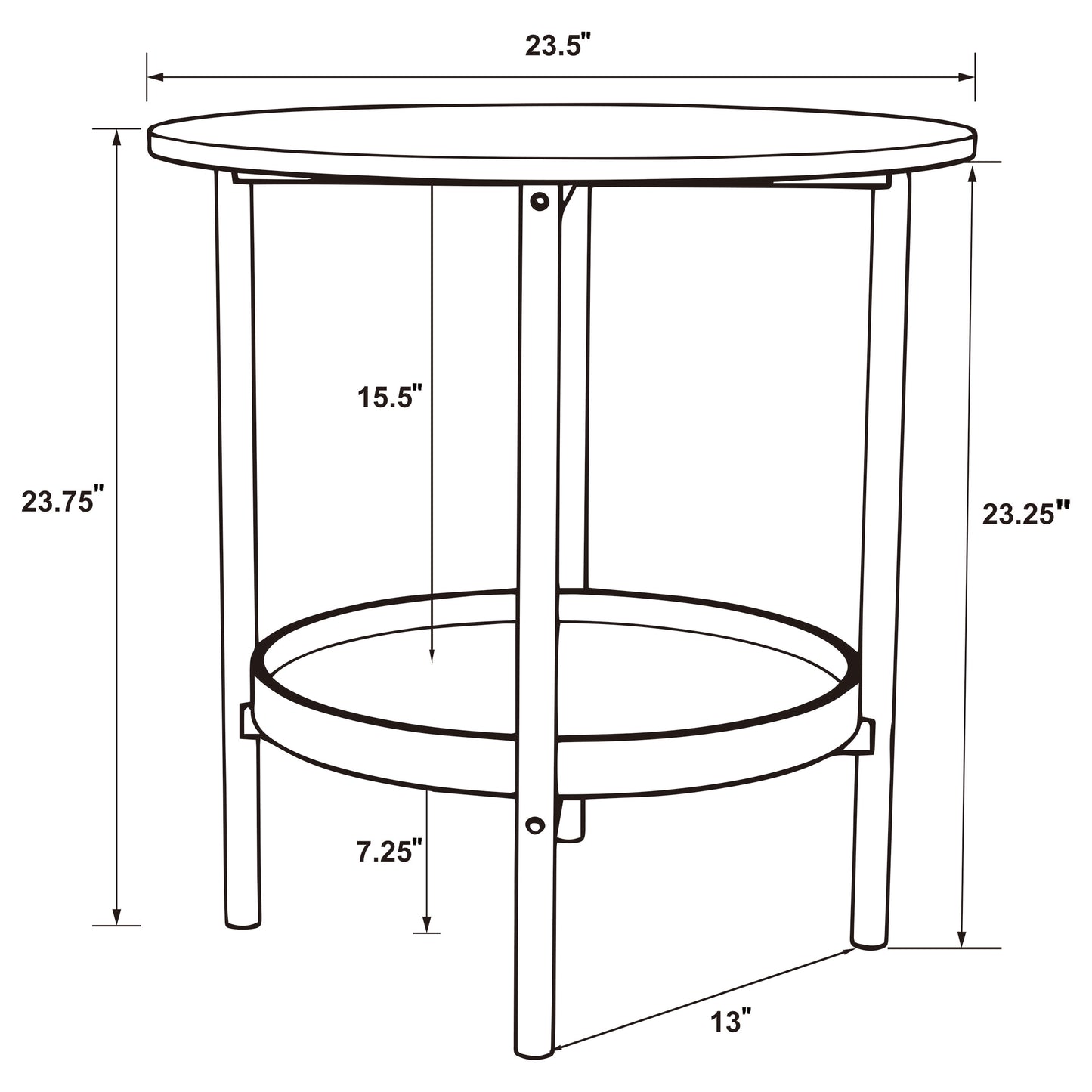 Delfin 3-piece Round Coffee and End Table Set Brown