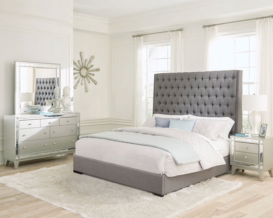 Camille 4-piece Eastern King Bedroom Set Metallic Mercury