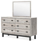 Vessalli Queen Panel Headboard with Mirrored Dresser, Chest and Nightstand