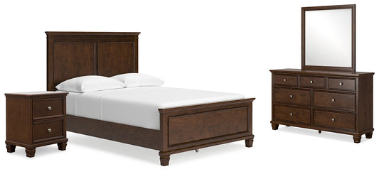 Danabrin Full Panel Bed with Mirrored Dresser and Nightstand