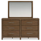 Cabalynn Queen Upholstered Bed with Mirrored Dresser and 2 Nightstands