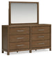 Cabalynn King Panel Bed with Storage with Mirrored Dresser and 2 Nightstands