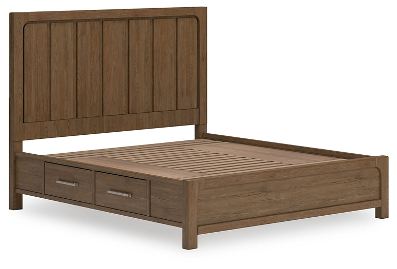 Cabalynn California King Panel Bed with Storage with Mirrored Dresser, Chest and 2 Nightstands