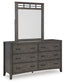 Montillan King Panel Bed with Mirrored Dresser and 2 Nightstands