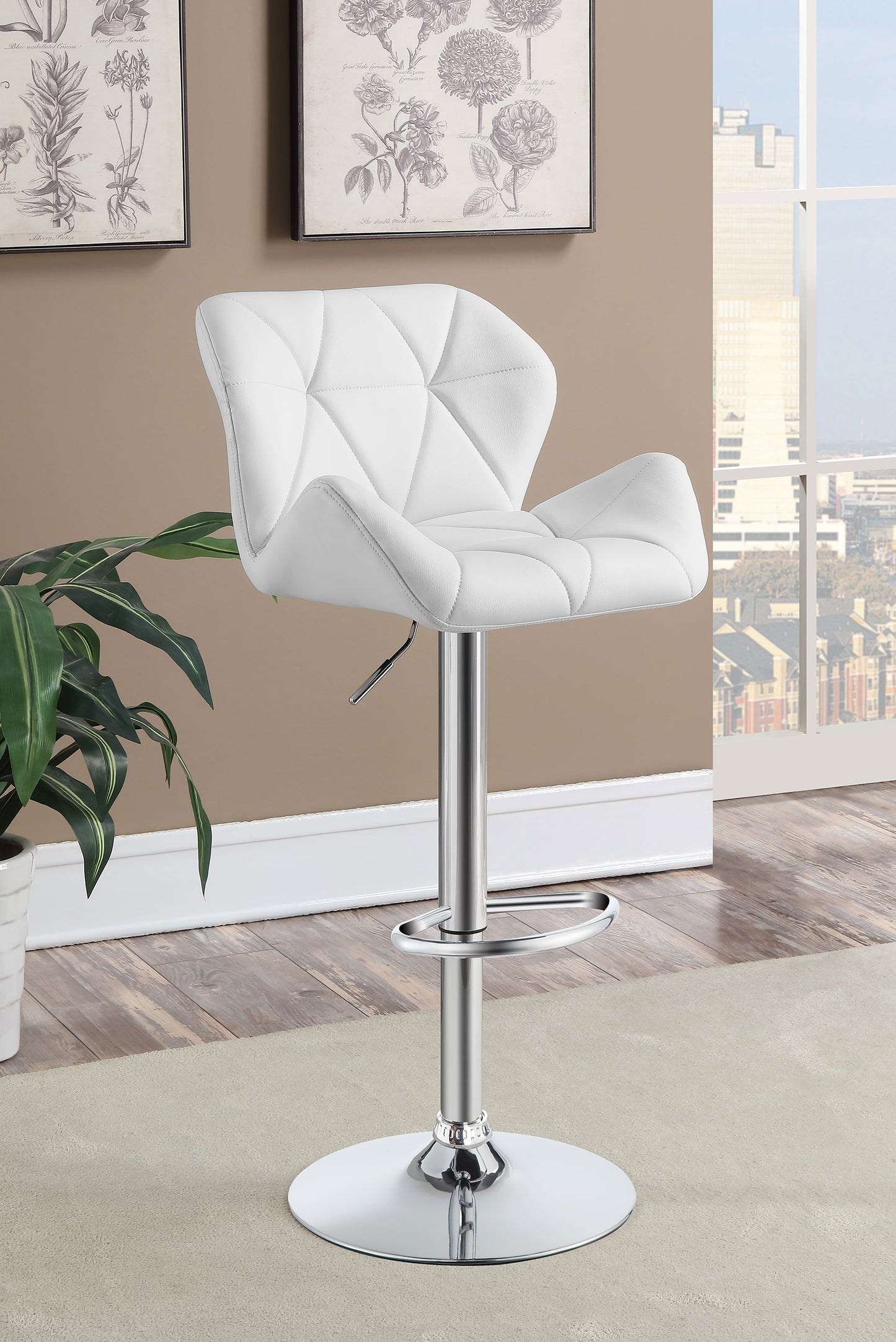 Berrington Upholstered Adjustable Bar Stool White (Set of 2)