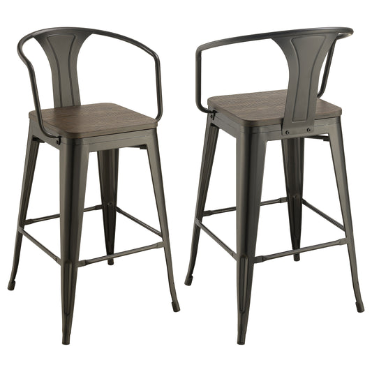 Cavalier Metal Bar Chair Dark Elm and Matte Black (Set of 2)