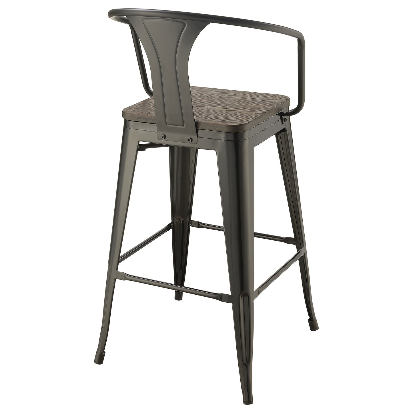 Cavalier Metal Bar Chair Dark Elm and Matte Black (Set of 2)