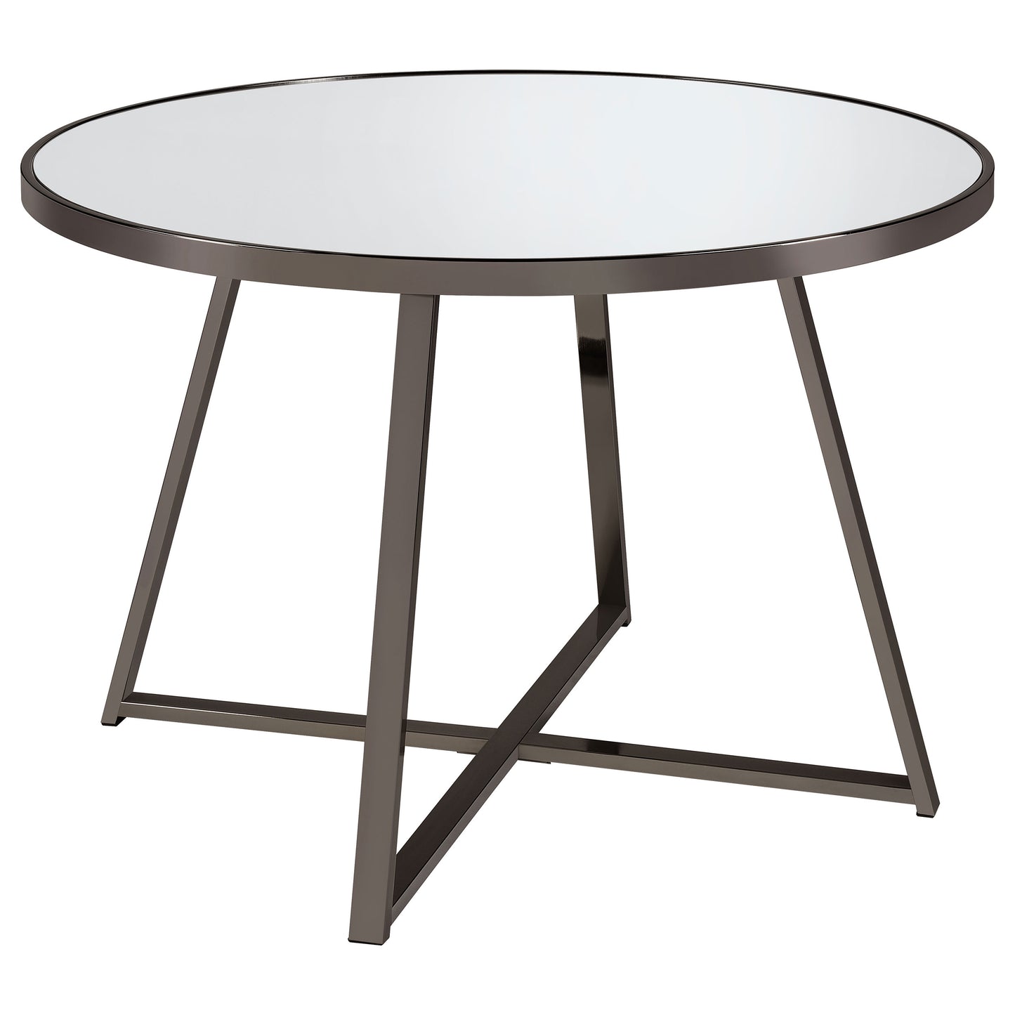 Jillian Round 45-inch Mirror Top Dining Table Black Nickel