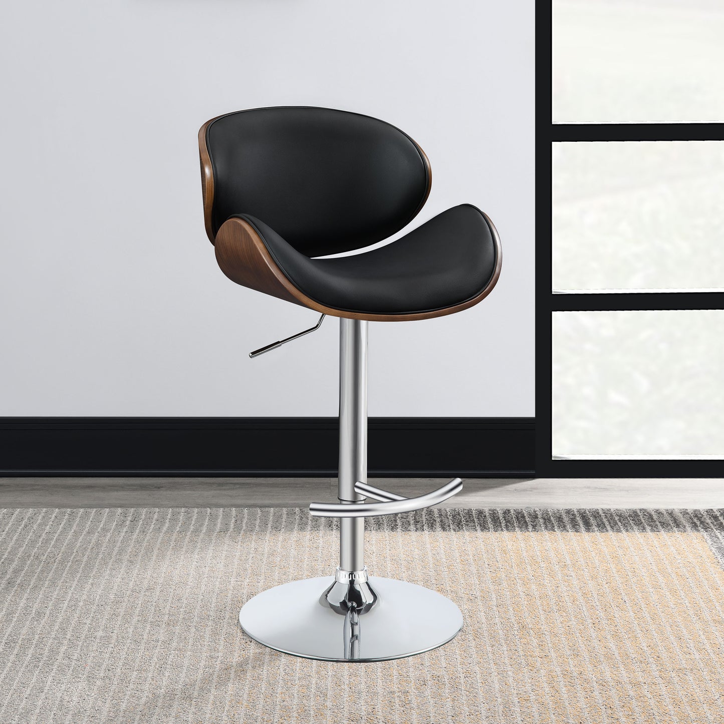 Harris Adjustable Bar Stool Black and Chrome