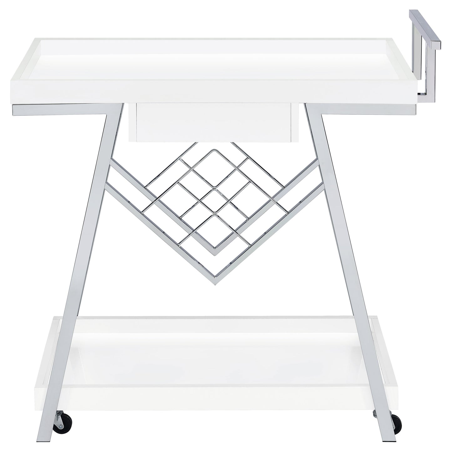 Kinney 1-drawer Engineered Wood Bar Cart White High Gloss