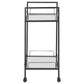 Curltis 2-tier Rectangular Glass Shelf Metal Bar Cart Black