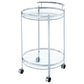 Chrissy Round Glass Shelf Metal Bar Cart Chrome