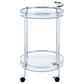 Chrissy Round Glass Shelf Metal Bar Cart Chrome