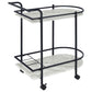 Desiree 2-tier Faux Marble Shelf Metal Bar Cart Black