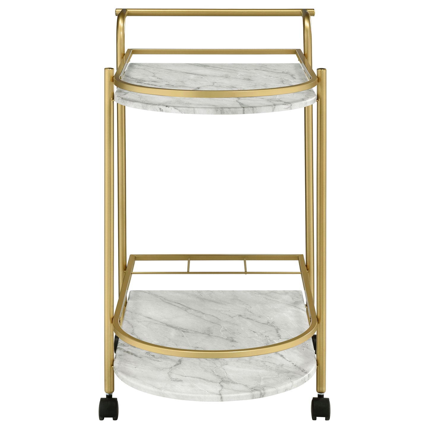 Desiree 2-tier Faux Marble Shelf Metal Bar Cart Gold