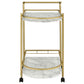 Desiree 2-tier Faux Marble Shelf Metal Bar Cart Gold