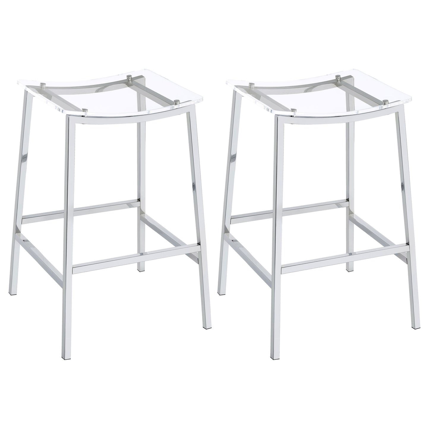 Jovani Acrylic Backless Bar Stool Chrome (Set of 2)