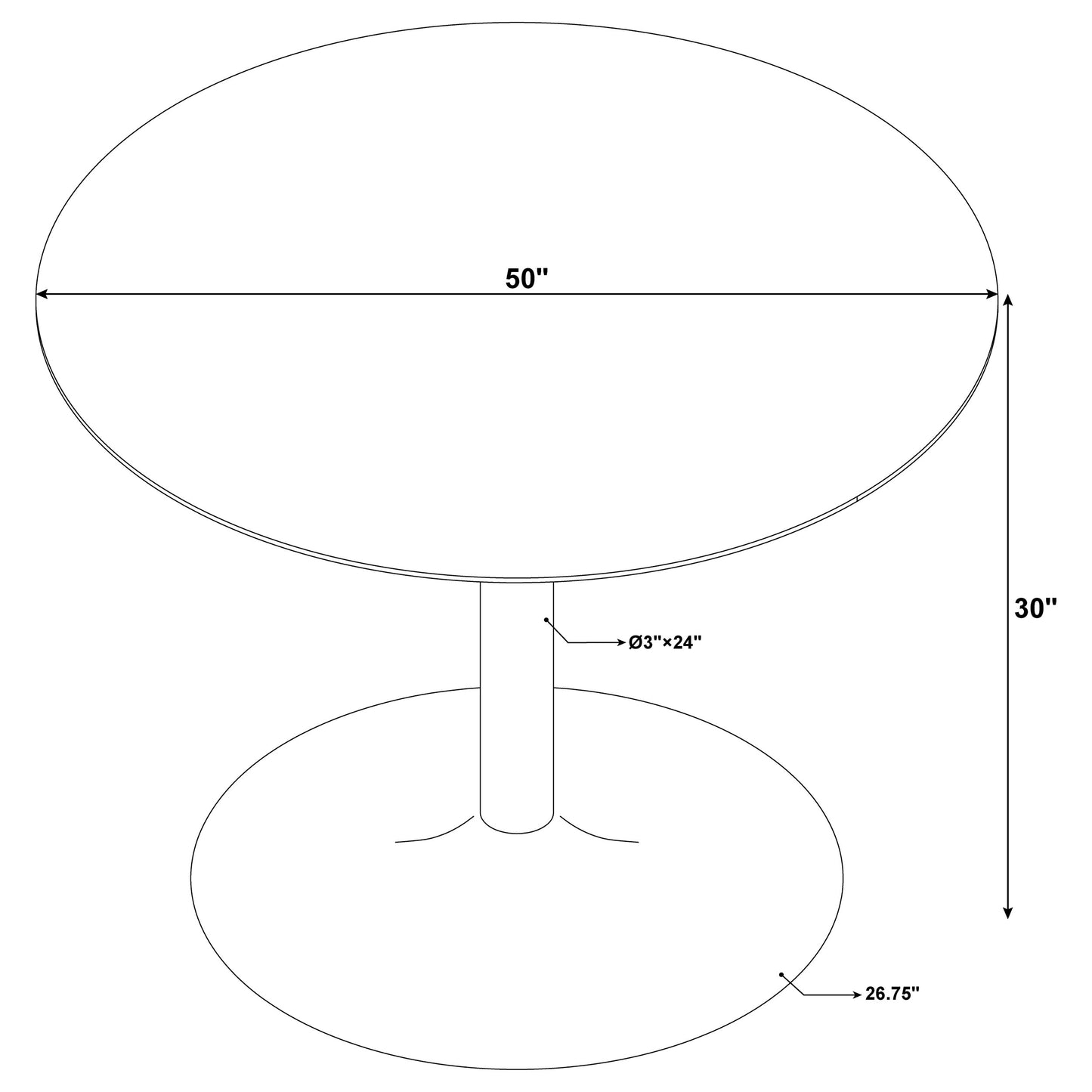 Kella Round 50-inch Marble Top Dining Table White Marble