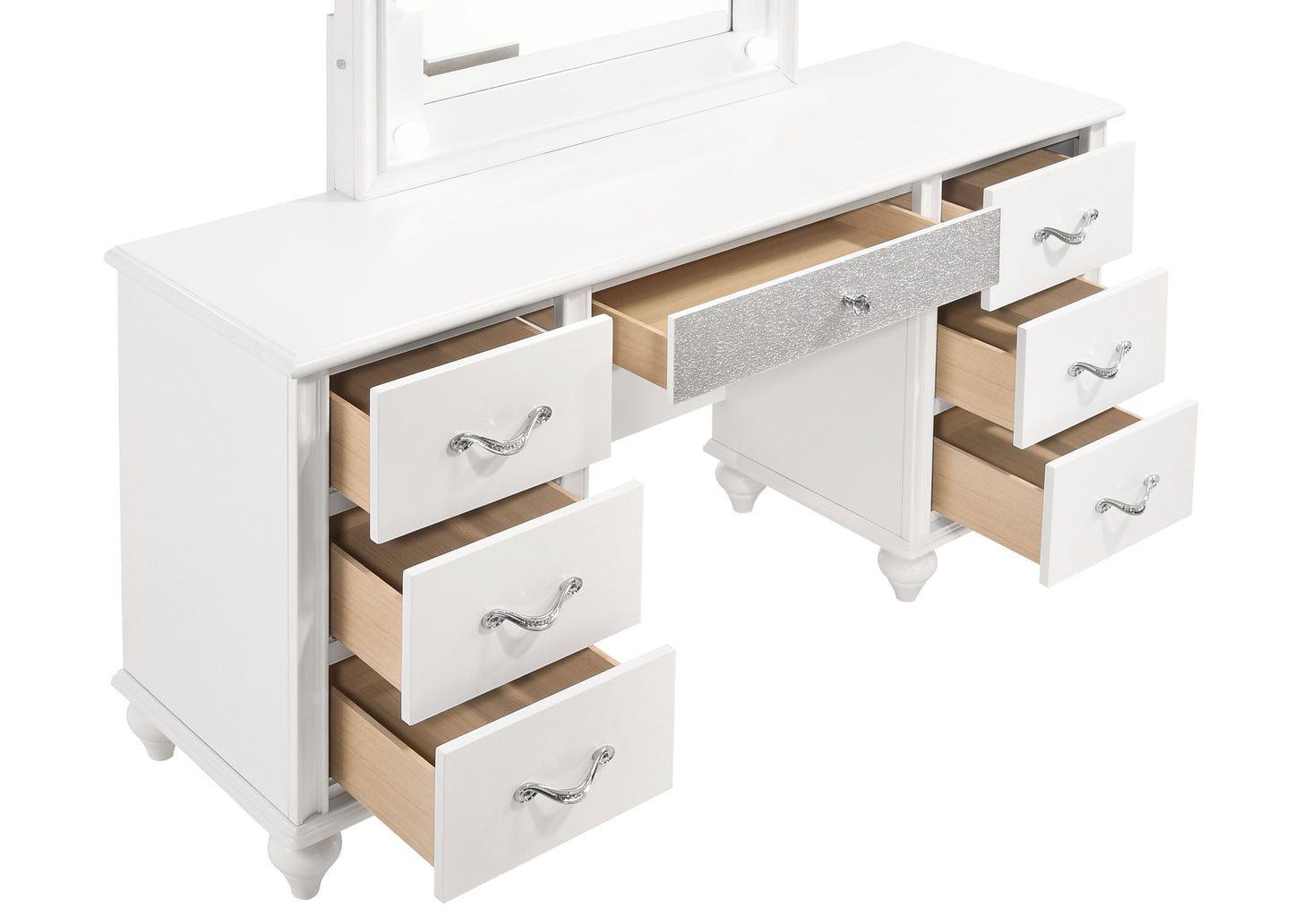 Barzini 7-drawer Vanity Set with Lighting White