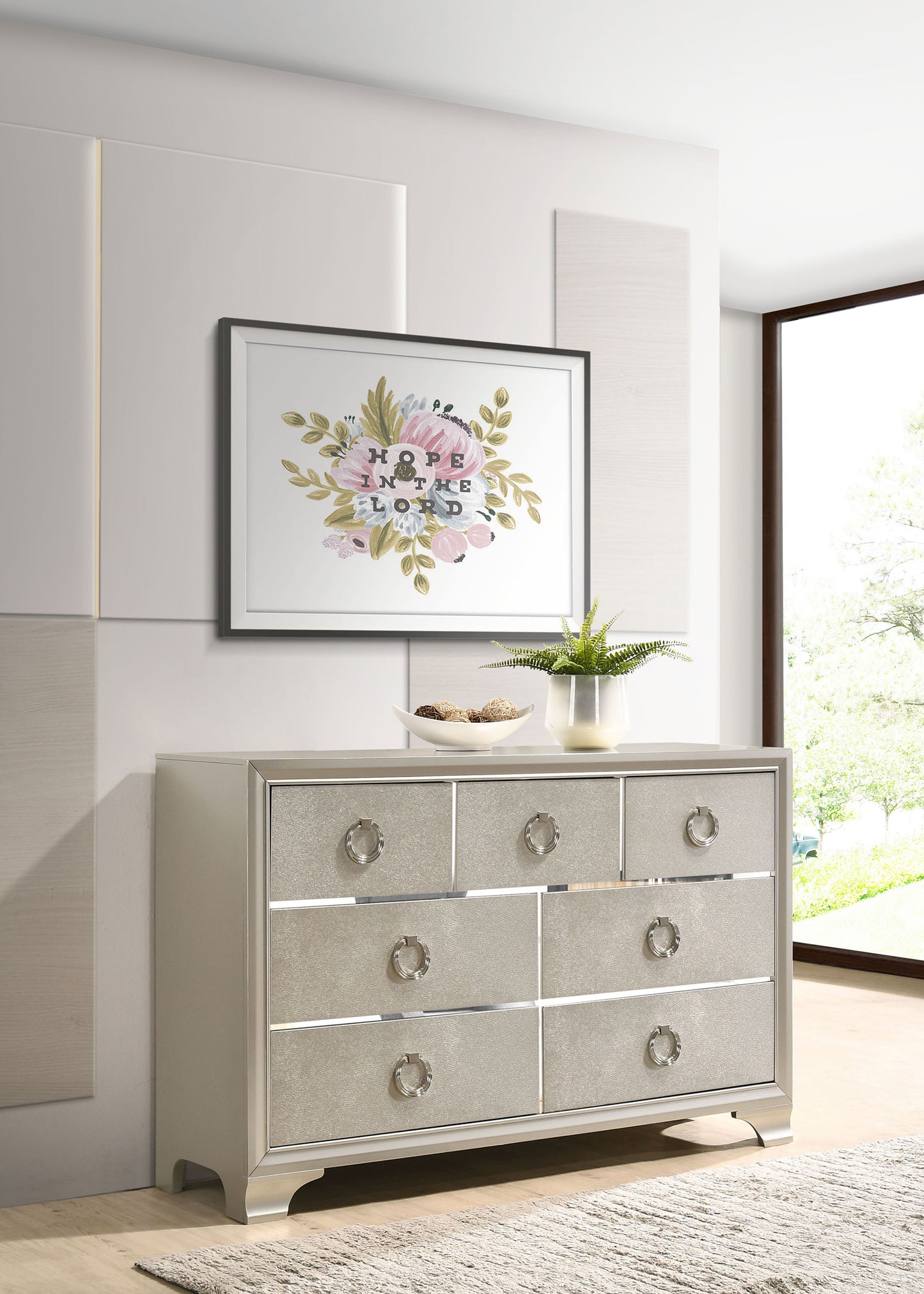 Salford 7-drawer Dresser Metallic Sterling