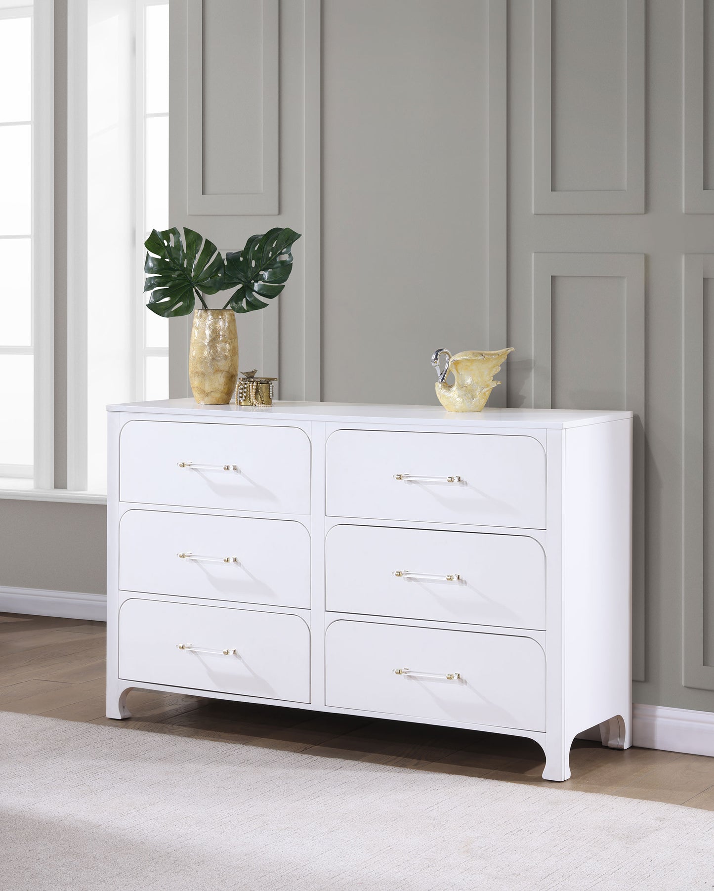 Anastasia 6-drawer Dresser Pearl White