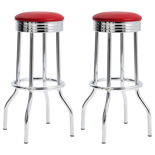 Theodore Upholstered Metal Swivel Bar Stool Red (Set of 2)