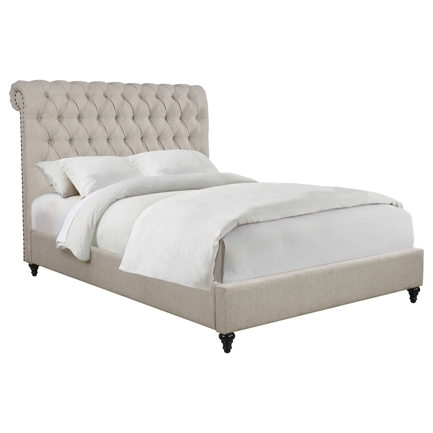 Devon Upholstered California King Panel Bed Beige