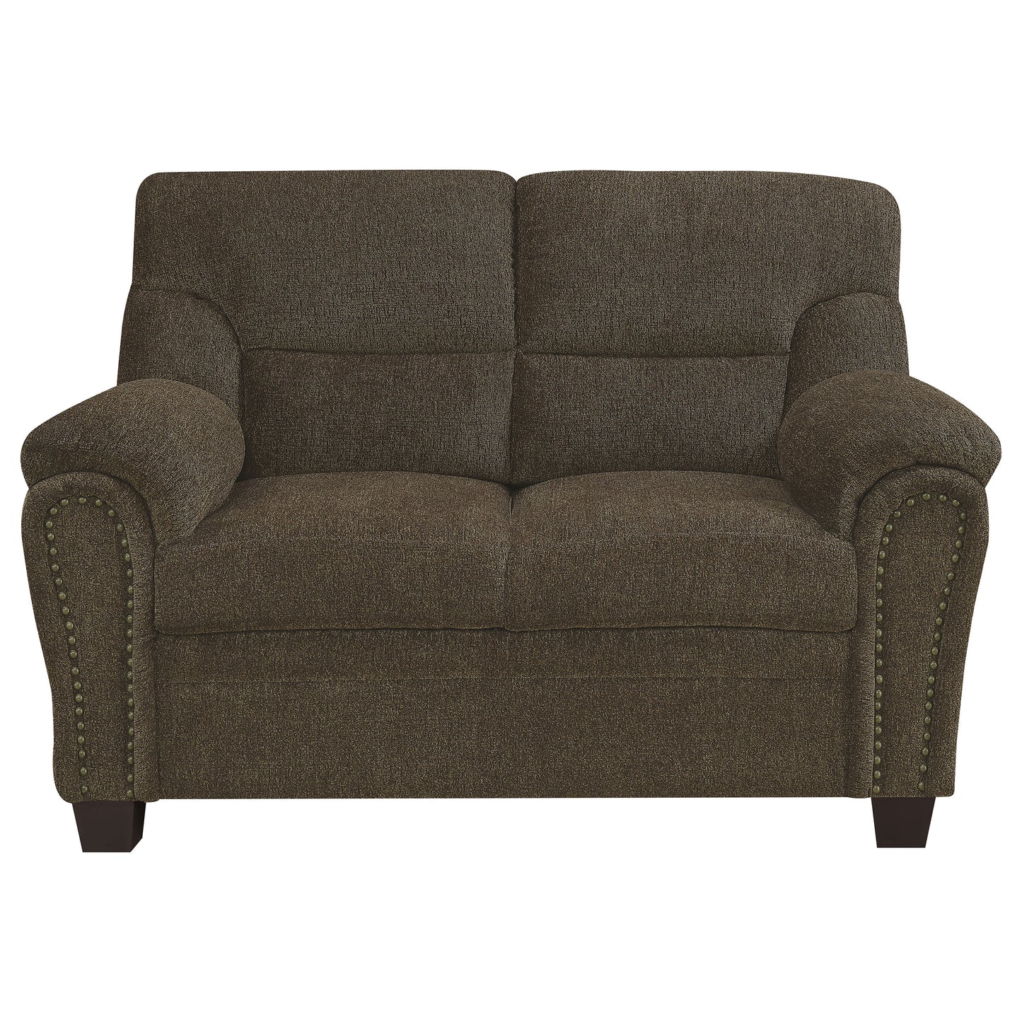 Clementine Upholstered Padded Arm Loveseat Brown