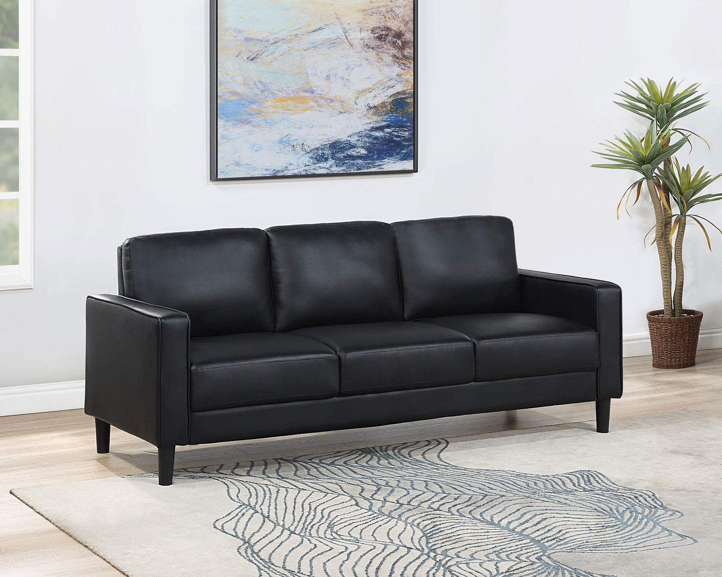 Ruth Upholstered Track Arm Sofa Black