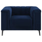 Chalet Upholstered Tuxedo Arm Tufted Chair Blue