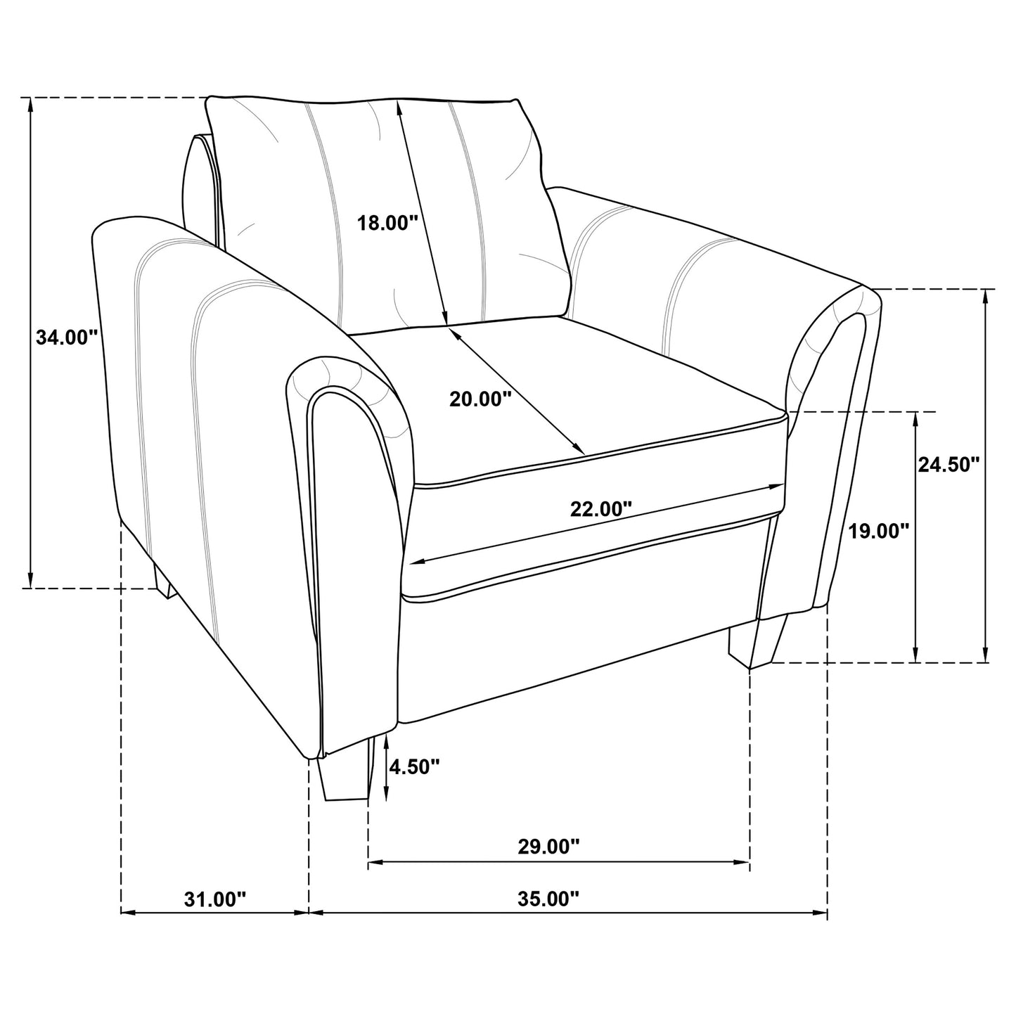 Davis 3-piece Upholstered Rolled Arm Sofa Grey