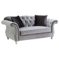 Frostine 2-piece Upholstered Tufted Sofa Set Silver