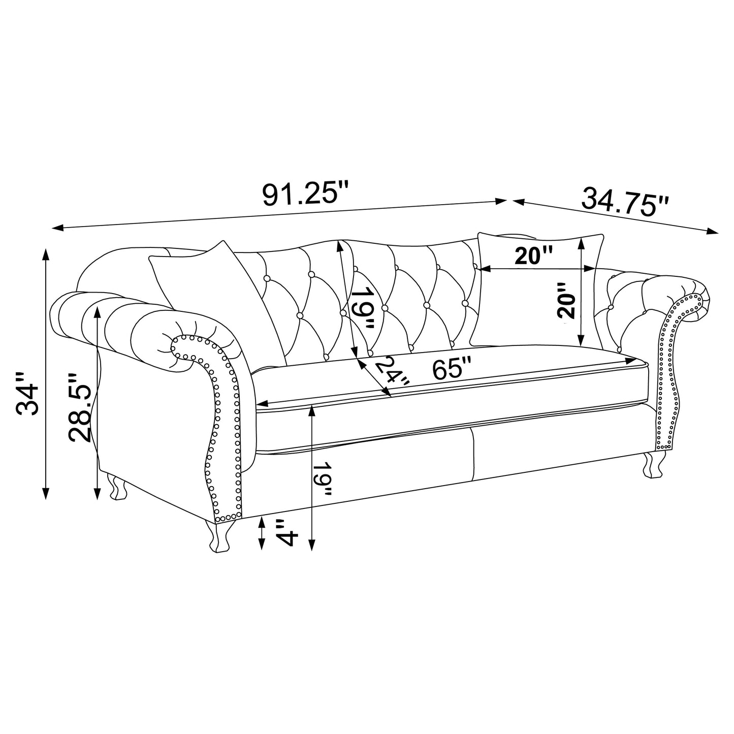 Frostine 2-piece Upholstered Tufted Sofa Set Silver