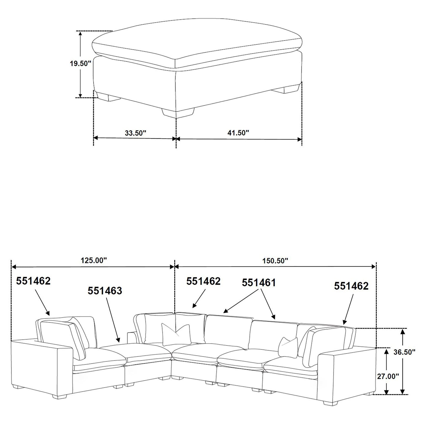 Lakeview 5-piece Upholstered Modular Sectional Chocolate