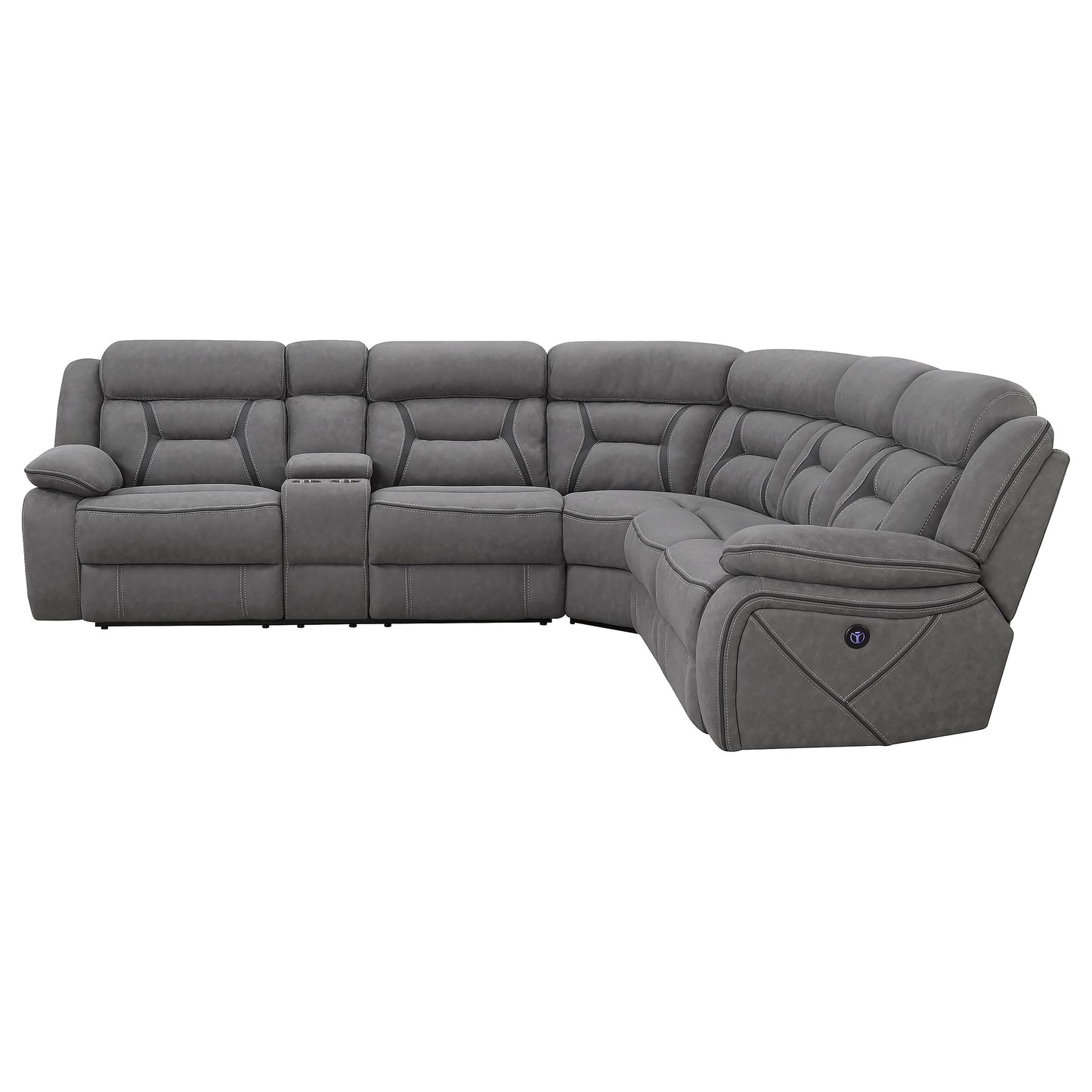 Higgins Upholstered Power Reclining Sectional Sofa Grey