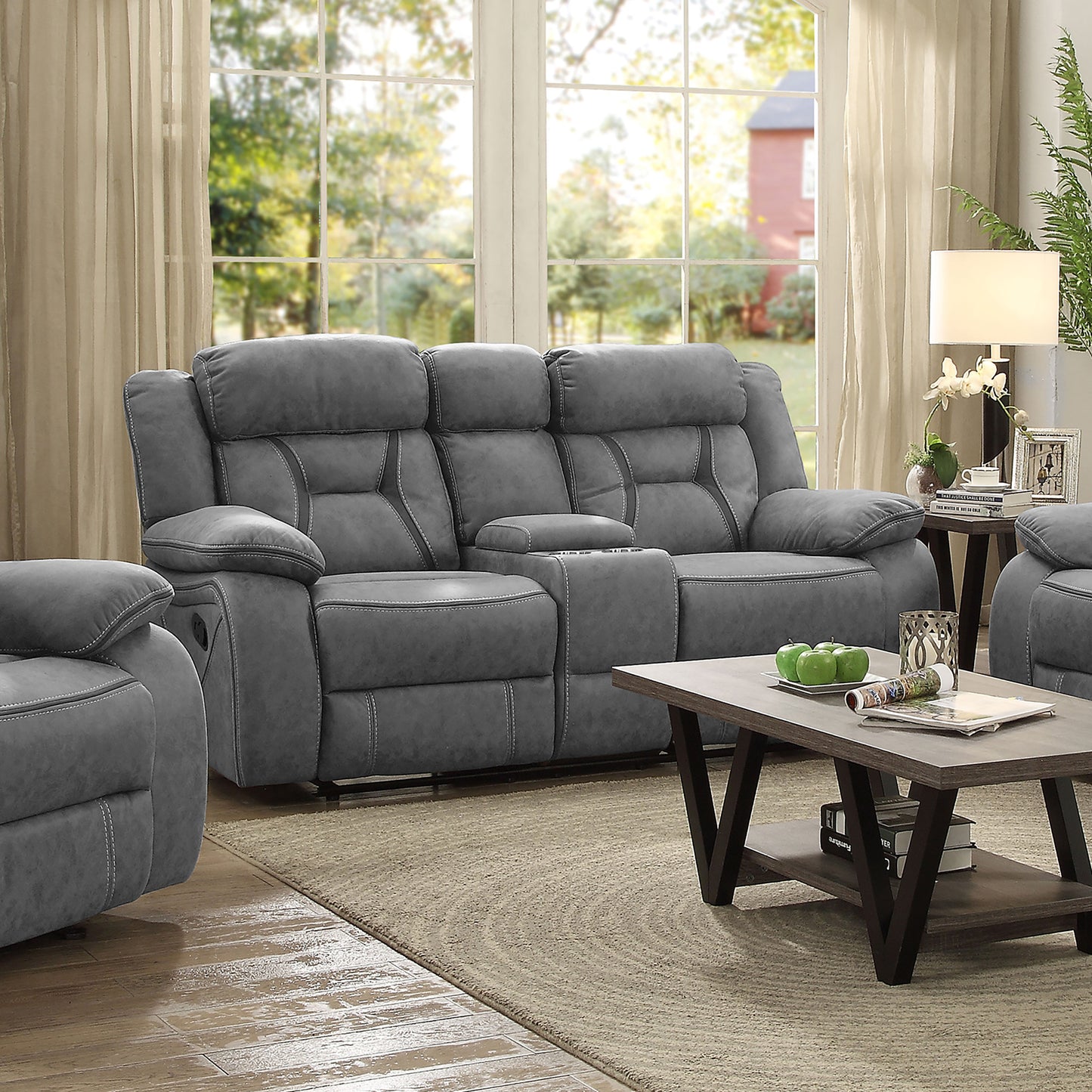 Higgins Upholstered Motion Reclining Loveseat Grey