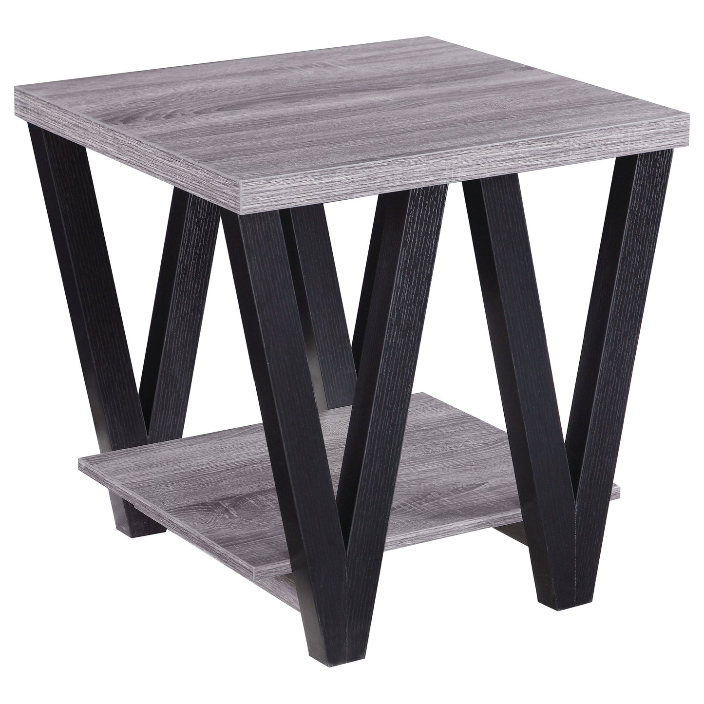 Stevens Engineered Wood End Table Antique Grey and Black