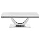 Kerwin Rectangular Stone Top Coffee Table White and Chrome