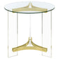 Janessa Round Glass Top Acrylic Leg End Table Matte Brass