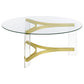 Janessa Round Glass Top Acrylic Leg Coffee Table Matte Brass