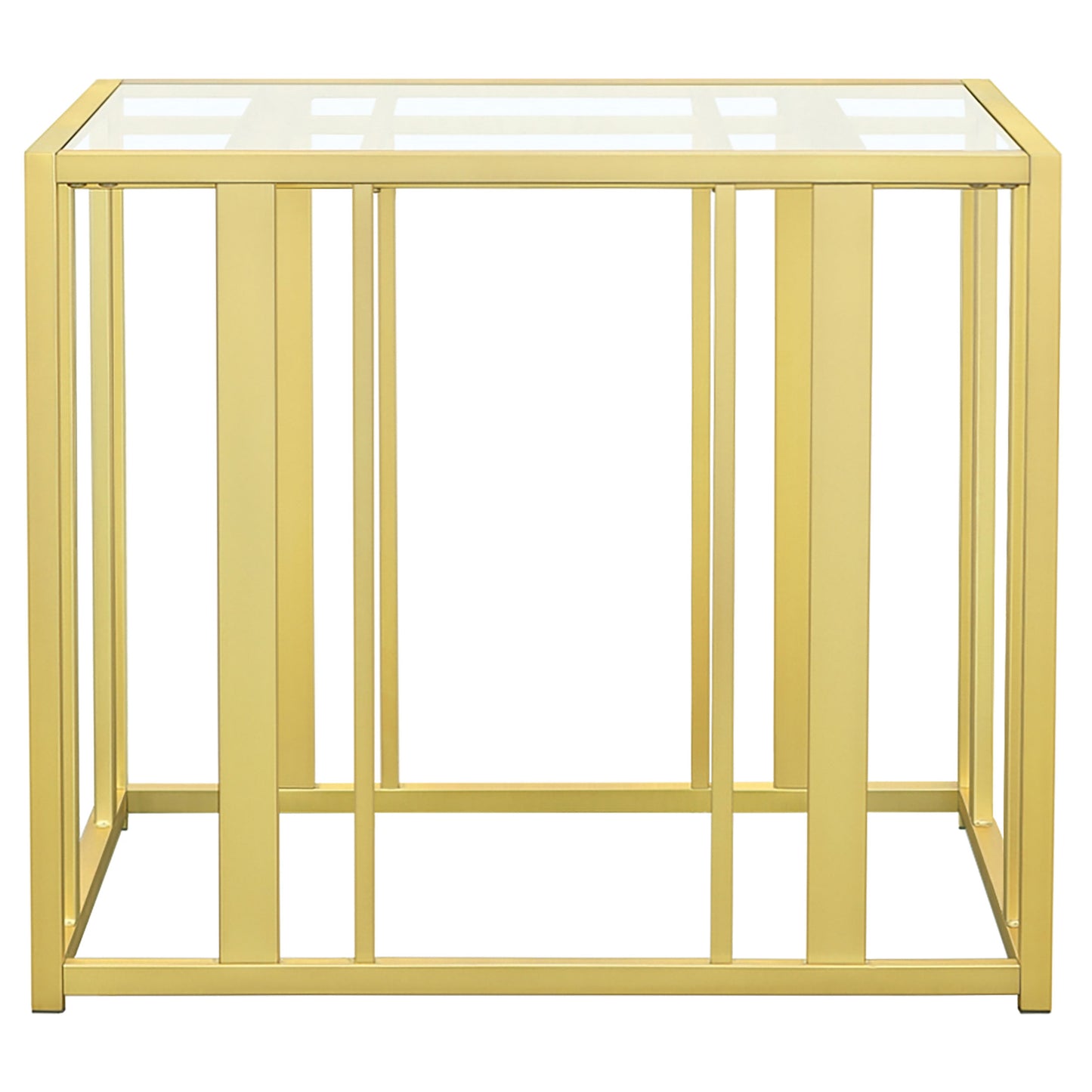 Adri Rectangular Glass Top Side End Table Matte Brass