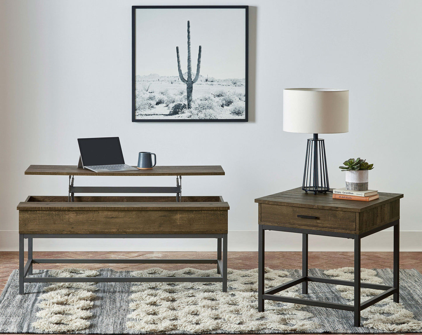 Byers 1-drawer Square Engineered Wood End Table Brown Oak