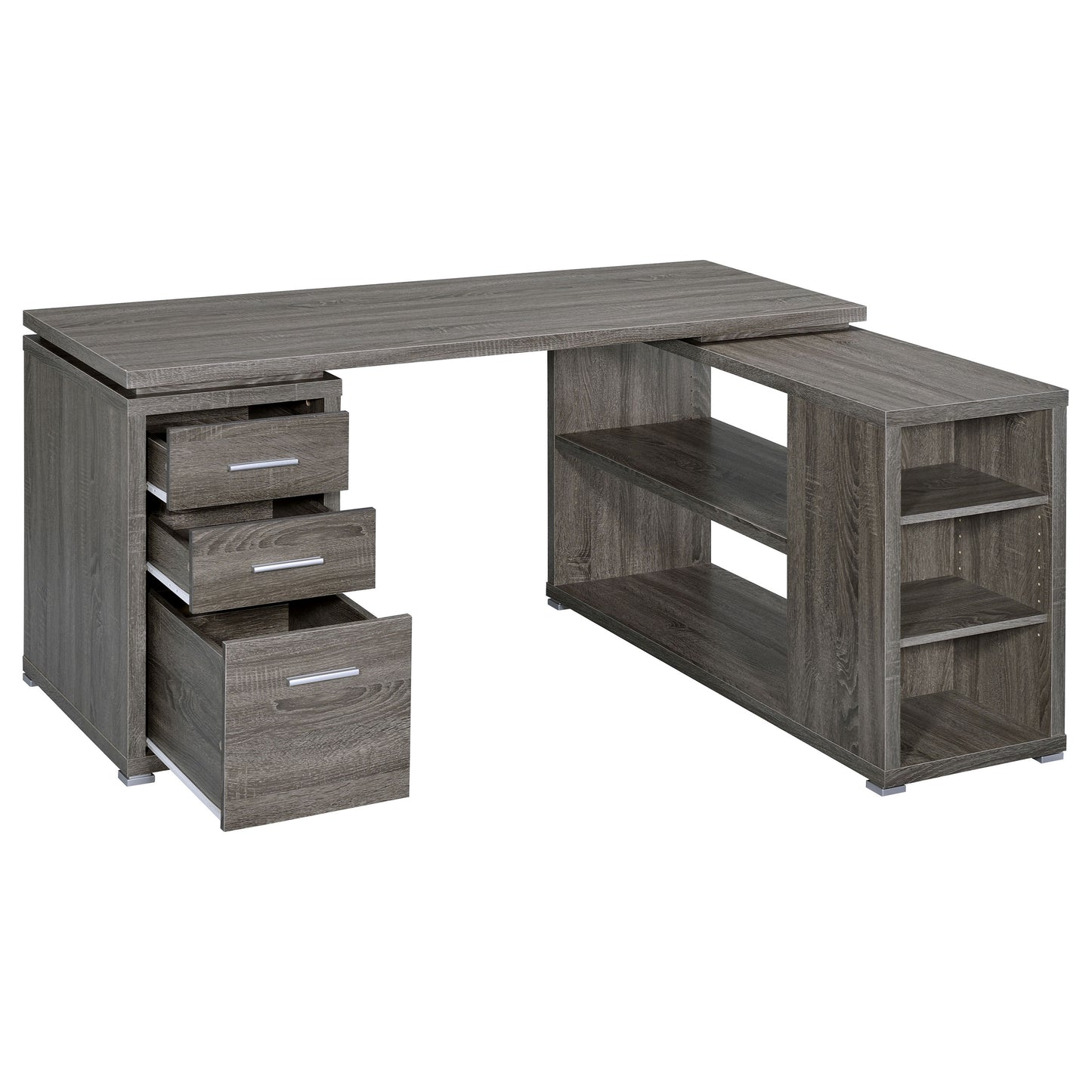 Yvette 60-inch 3-drawer L-Shape Computer Desk Weathered Grey